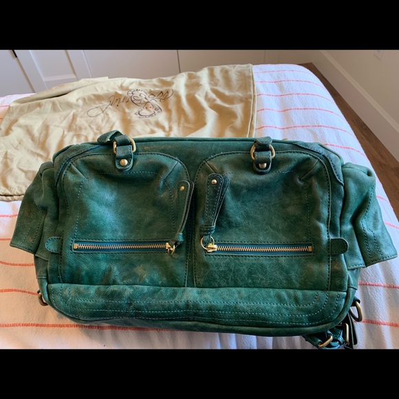 Anthropologie handbag XL - distressed teal - Picture 6 of 8